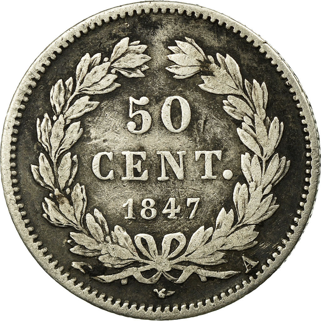 Coin, France, Louis-Philippe, 50 Centimes, 1847, Paris, VF(30-35), Silver