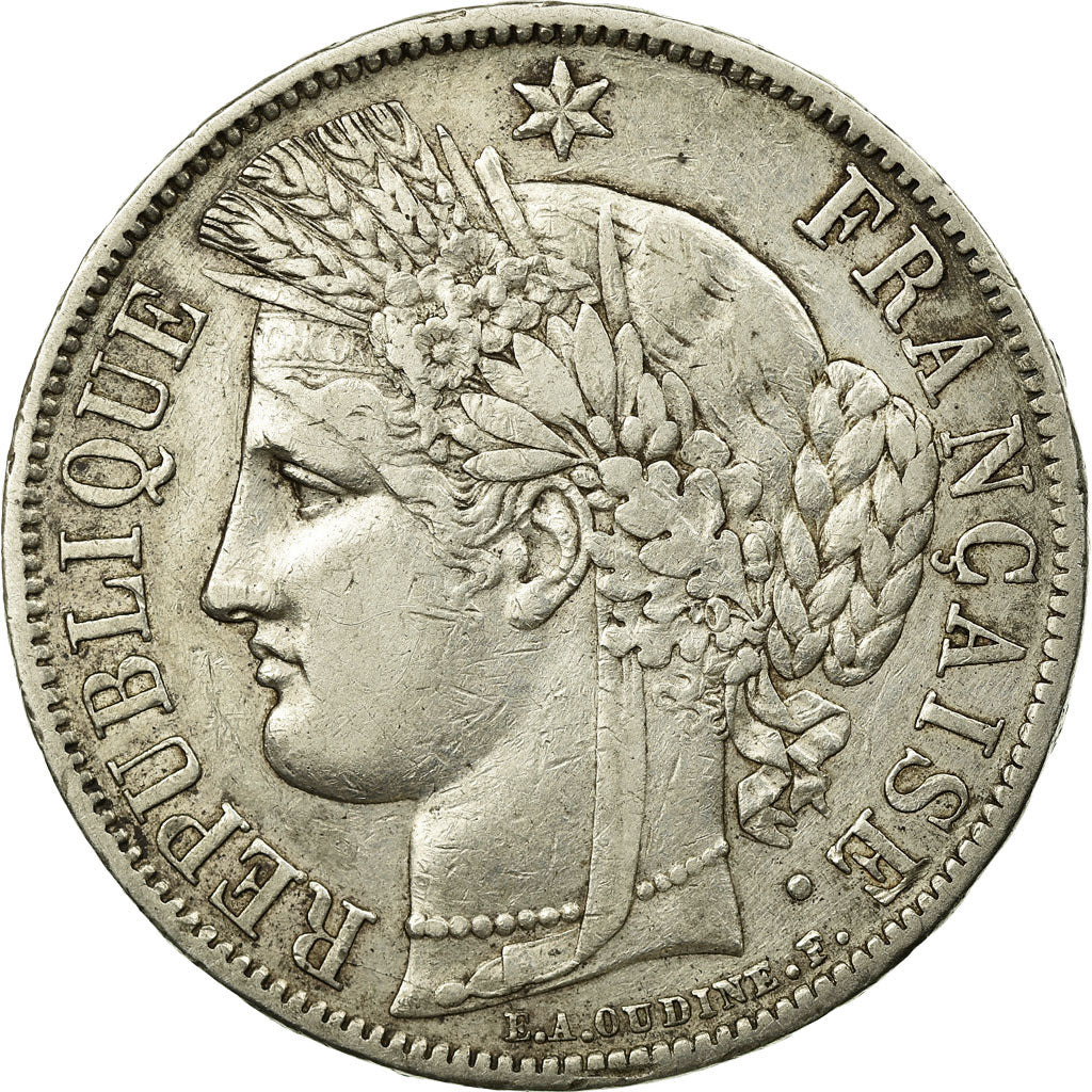Moneta, Francia, Cérès, 5 Francs, 1851, Paris, BB, Argento, KM:761.1