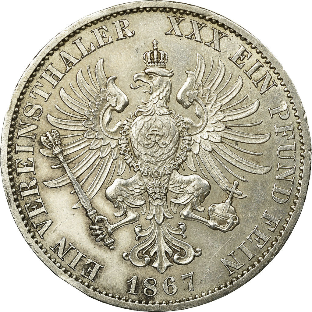 Coin, German States, PRUSSIA, Wilhelm I, Thaler, 1867, Berlin, AU(50-53)
