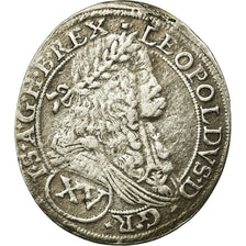 Moneta, Ungheria, Leopold I, 15 Krajczar, 1674, Pressburg, BB, Argento, KM:192
