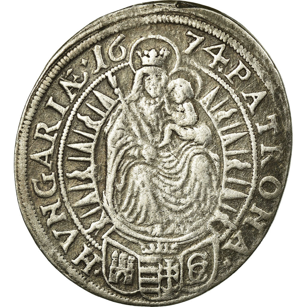 Moneta, Ungheria, Leopold I, 15 Krajczar, 1674, Pressburg, BB, Argento, KM:192