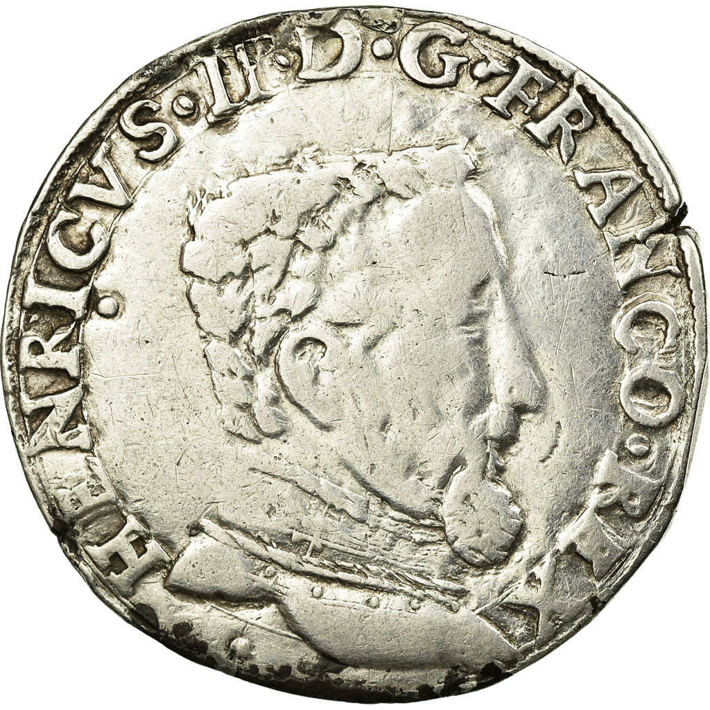 Moeda, França, Henri II, Henri II, Teston, 1557, Toulouse, VF(20-25), Prata
