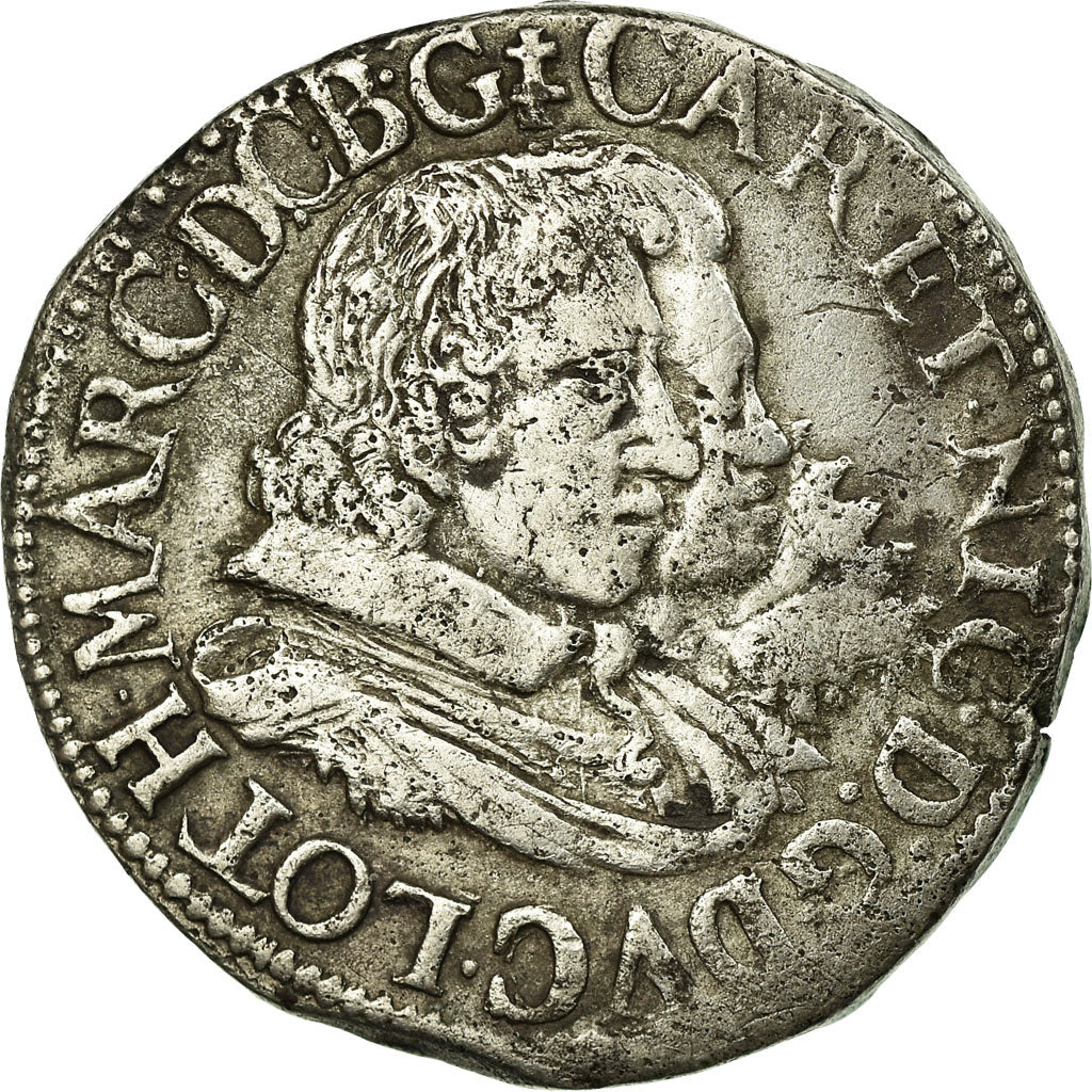 Munten, LORRAINE, Charles IV et Nicole, Teston, 1624, Nancy, ZF, Zilver