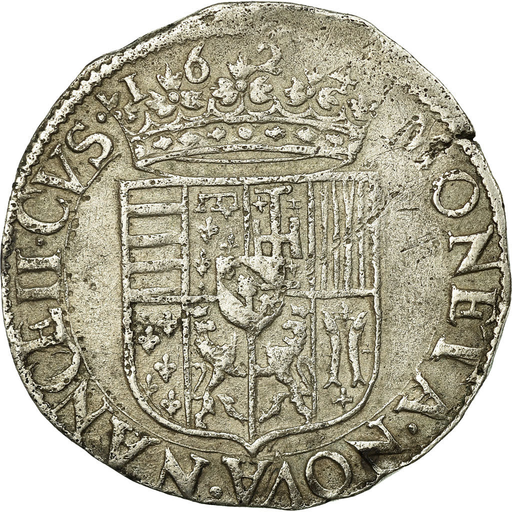 Munten, LORRAINE, Charles IV et Nicole, Teston, 1624, Nancy, ZF, Zilver