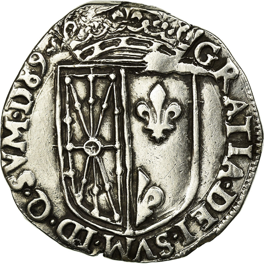 Coin, NAVARRE, Henri II, 1/4 Écu de Navarre, 1589, Saint Palais, EF(40-45)
