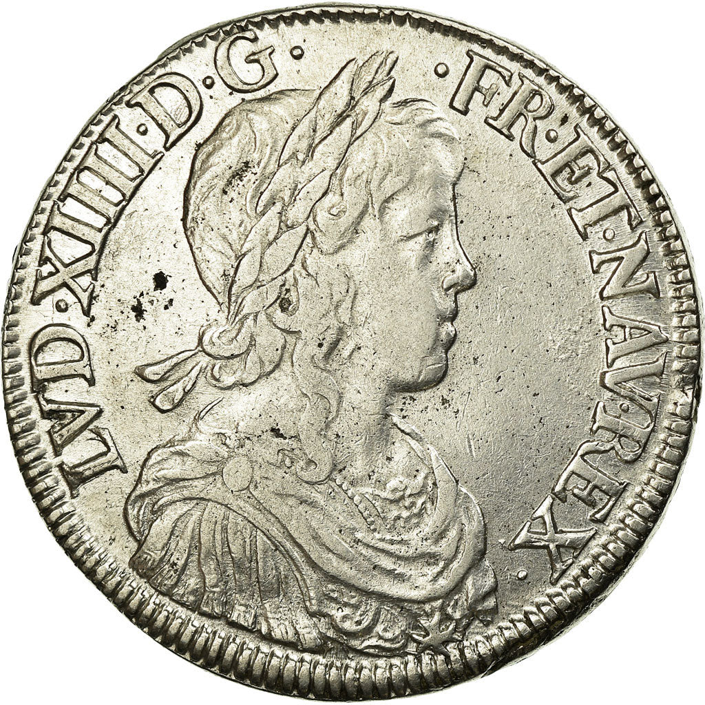 Moneda, Francia, Louis XIV, Écu à la mèche longue, 1652, Rouen, MBC, KM 155.2