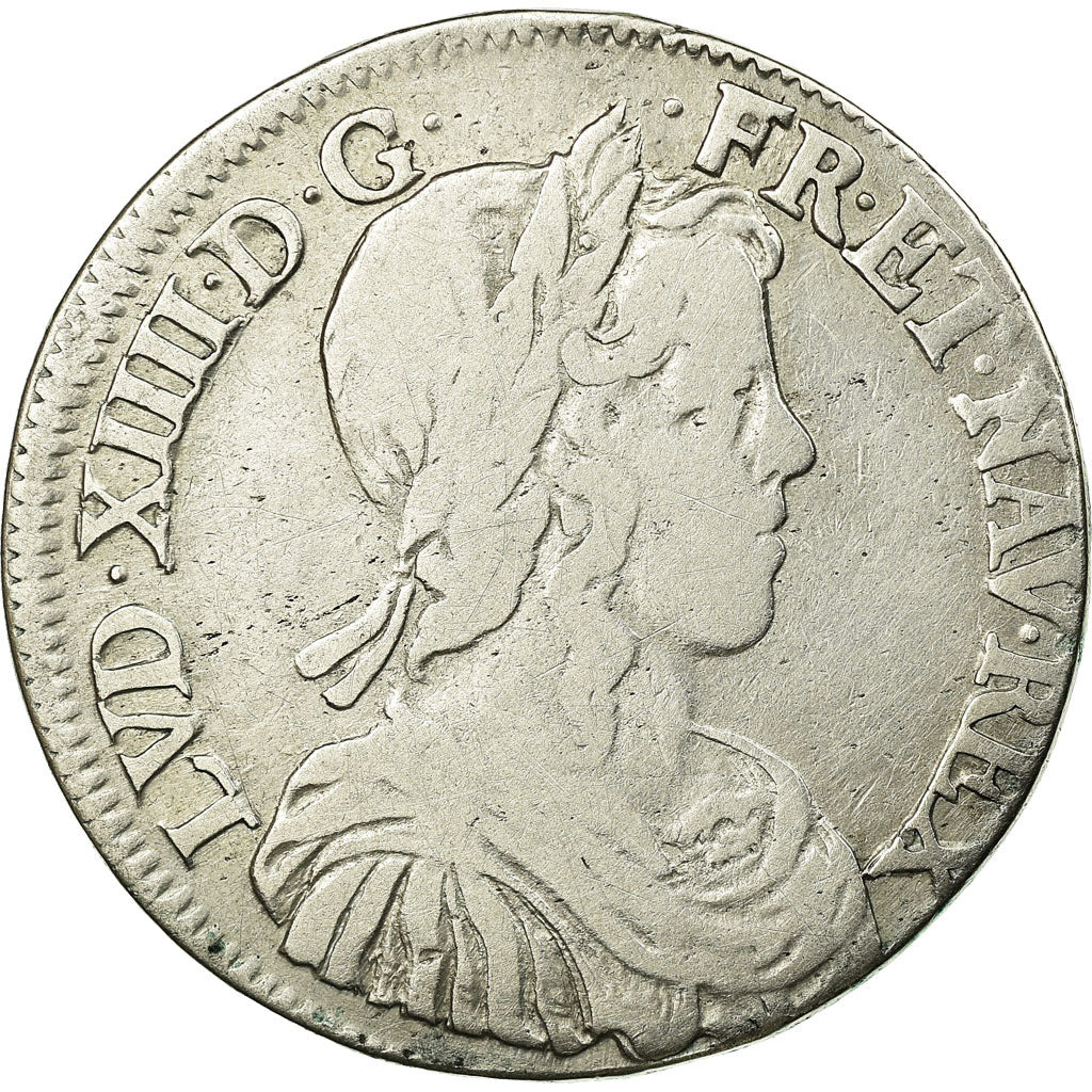 Moneta, Francia, Louis XIV, 1/2 Écu à la mèche longue, 1650, Rouen, KM 164.3