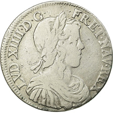 Moneta, Francia, Louis XIV, 1/2 Écu à la mèche longue, 1650, Rouen, KM 164.3