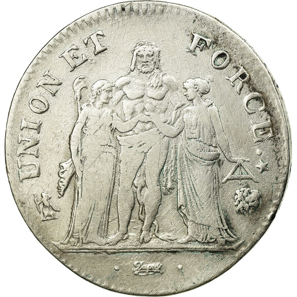 Münze, Frankreich, Union et Force, 5 Francs, AN 7, Bayonne, S+, Silber