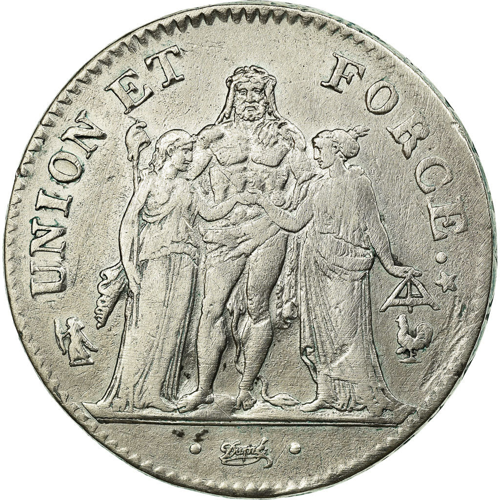 Coin, France, Union et Force, 5 Francs, AN 8, Paris, VF(30-35), Silver