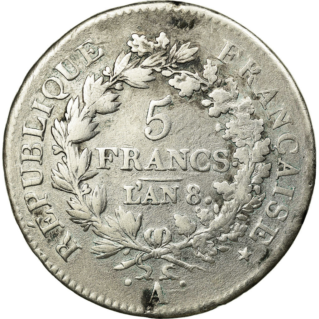 Coin, France, Union et Force, 5 Francs, AN 8, Paris, VF(30-35), Silver