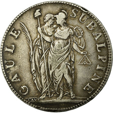 Moeda, ESTADOS ITALIANOS, PIEDMONT REPUBLIC, 5 Francs, An 10, EF(40-45), Prata