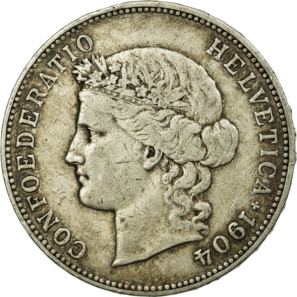 Coin, Switzerland, 5 Francs, 1904, Bern, VF(30-35), Silver, KM:34