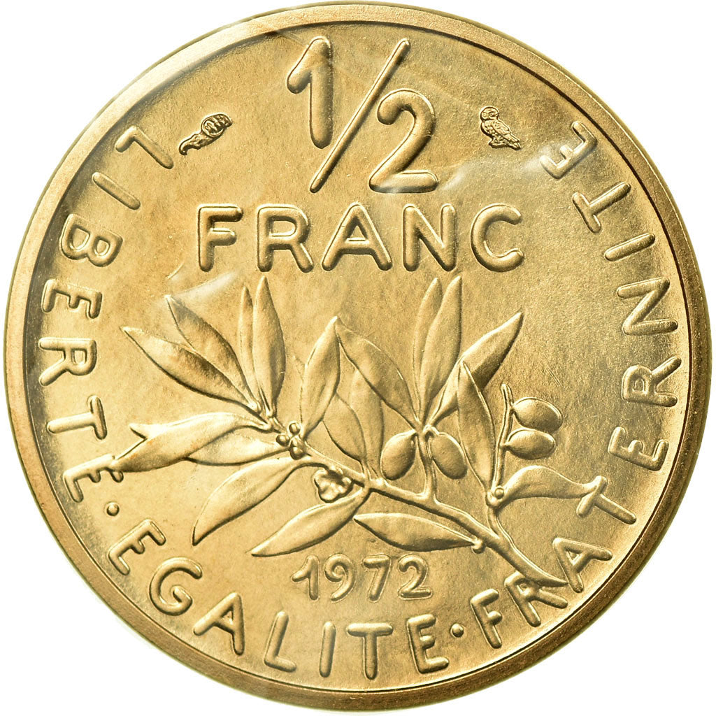 Coin, France, 1/2 Franc, 1972, MS(65-70), Gold, KM:P451, Gadoury:91.P3