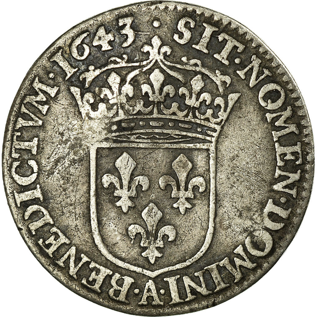Moneta, Francia, Louis XIII, 1/12 Écu, 2e poinçon de Warin, 1643 Paris