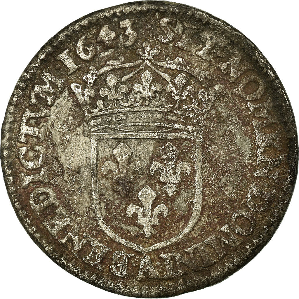 Moeda, França, Louis XIII, 1/12 Écu, 2e poinçon de Warin, 1643 Paris