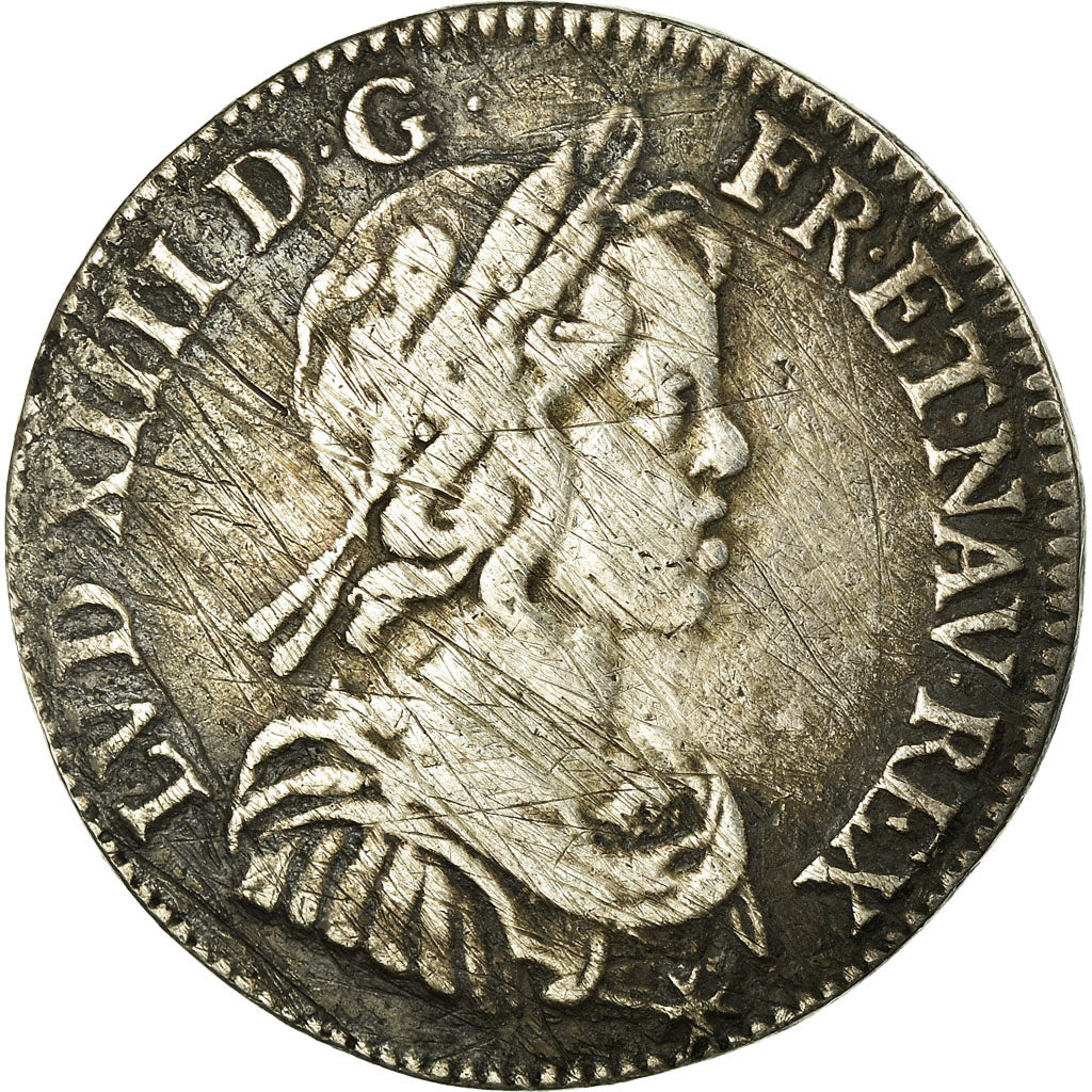 Munten, Frankrijk, Louis XIV, 1/4 Écu à la mèche courte, 1/4 Ecu, 1644