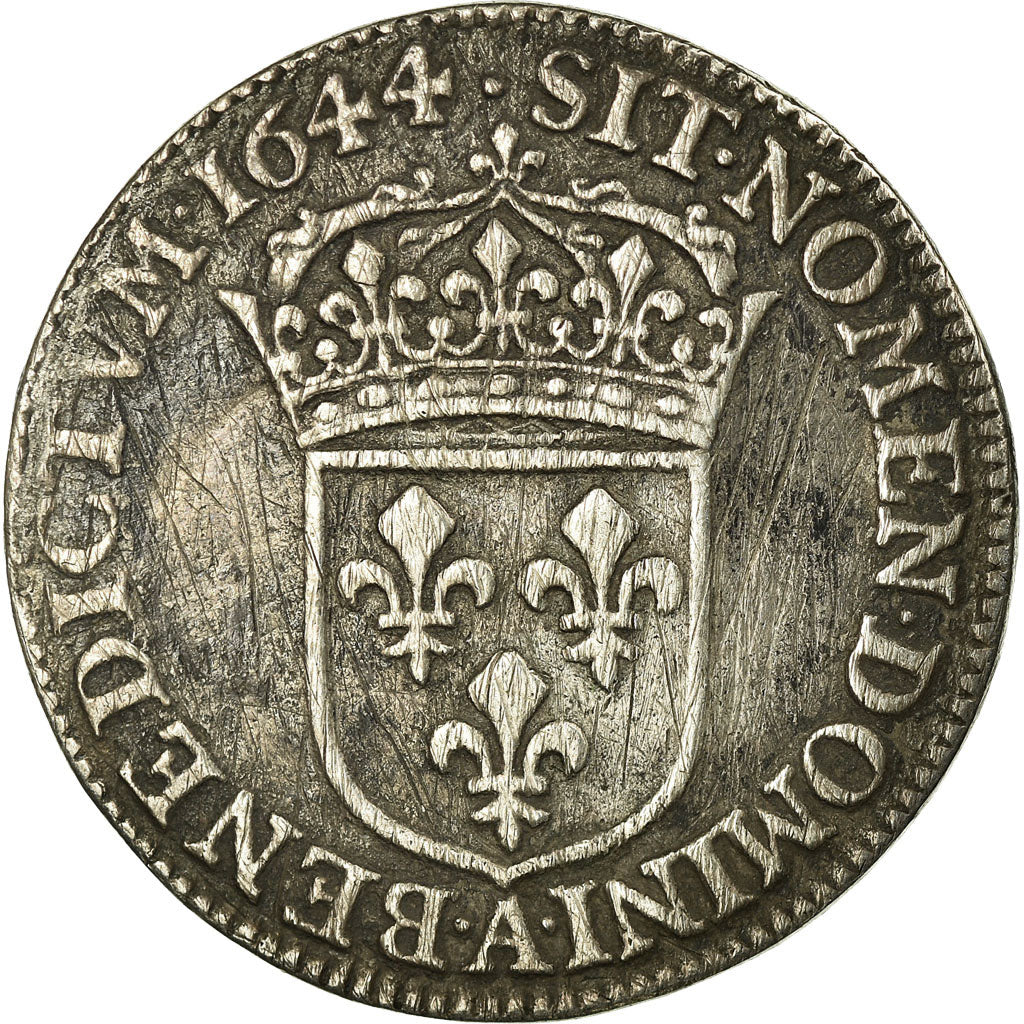 Munten, Frankrijk, Louis XIV, 1/4 Écu à la mèche courte, 1/4 Ecu, 1644