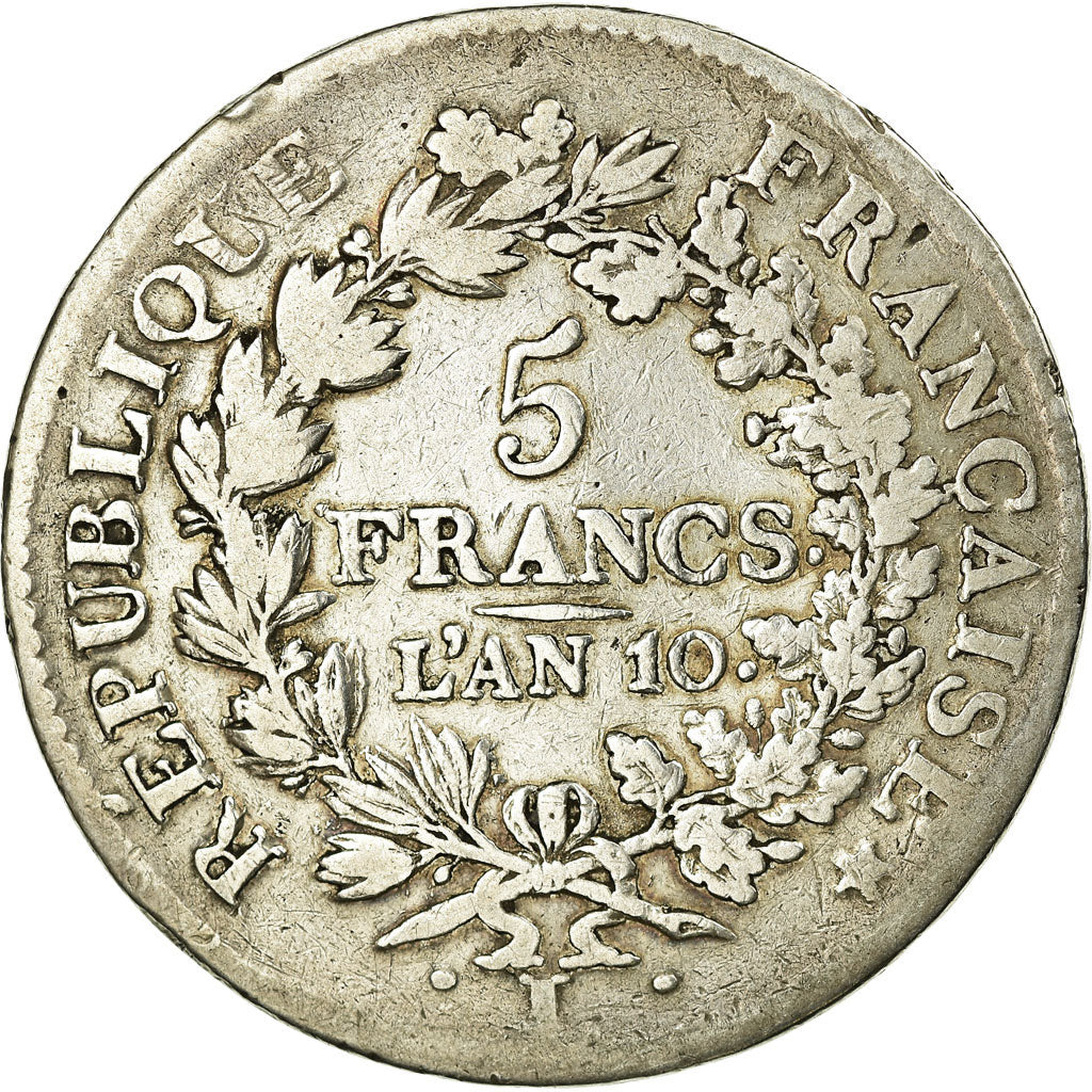 Monnaie, France, Union et Force, 5 Francs, An 10, Bayonne, B+, Argent