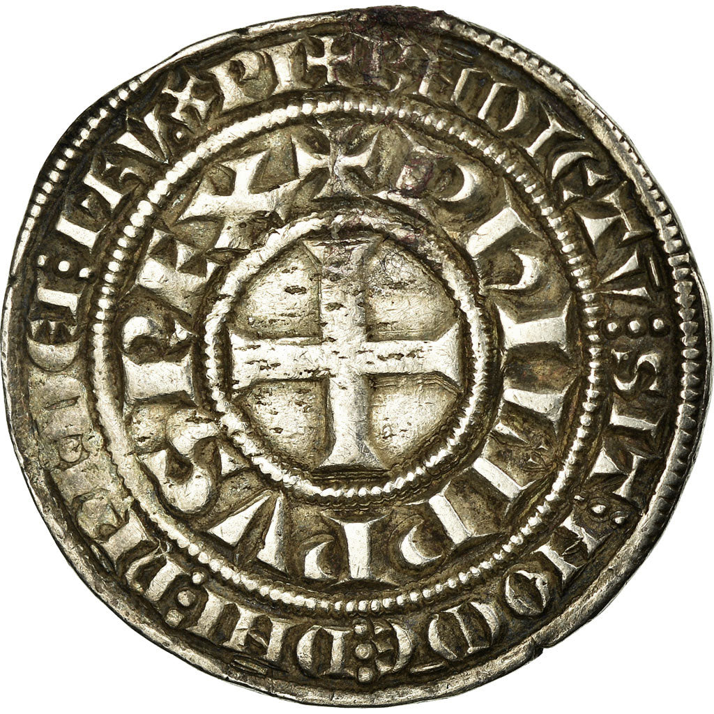 Monnaie, France, Philippe IV le Bel, Gros Tournois, O rond, TTB, Argent