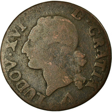 Moneta, Francja, Louis XVI, Liard, Liard, 1783, Lille, VG(8-10), Miedź
