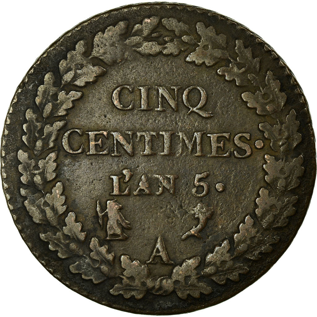Coin, France, Dupré, 5 Centimes, AN 5, Paris, EF(40-45), Bronze, KM:640.1