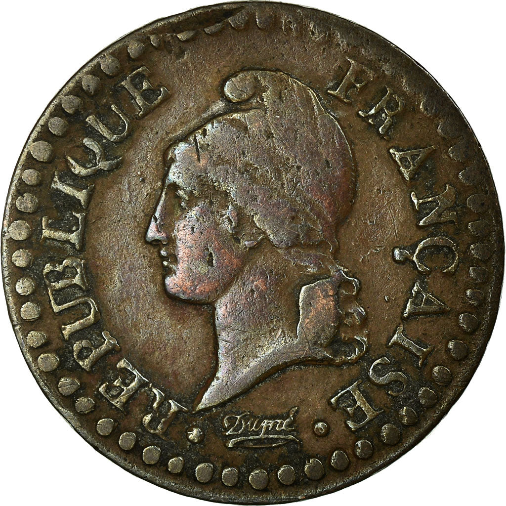 Moneda, Francia, Dupré, Centime, AN 8, Paris, BC+, Bronce, KM:646, Gadoury:76a