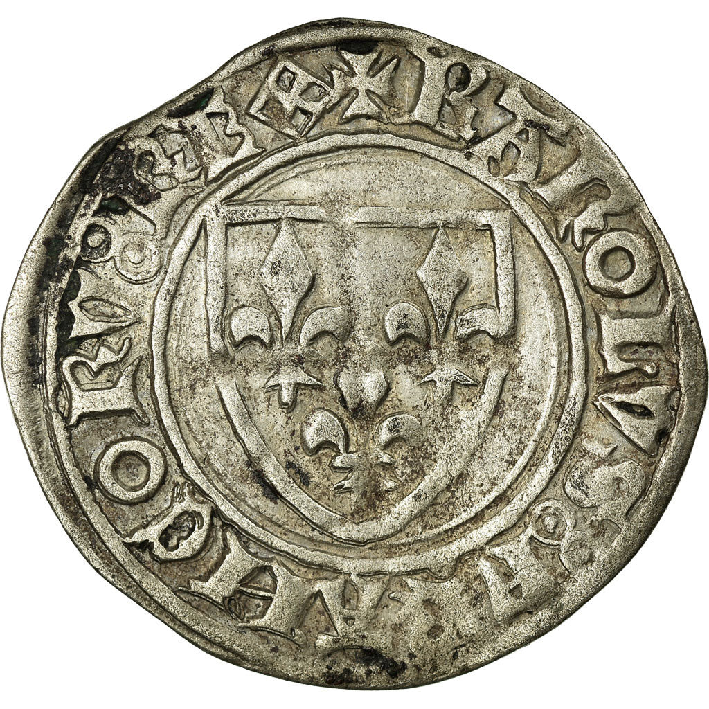 Monnaie, France, Charles VI, Blanc Guénar, La Rochelle, TTB, Billon