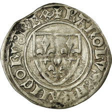 Monnaie, France, Charles VI, Blanc Guénar, La Rochelle, TTB, Billon