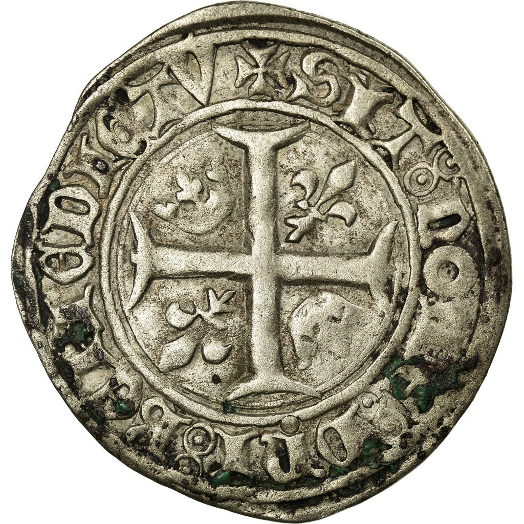 Monnaie, France, Charles VI, Blanc Guénar, La Rochelle, TTB, Billon