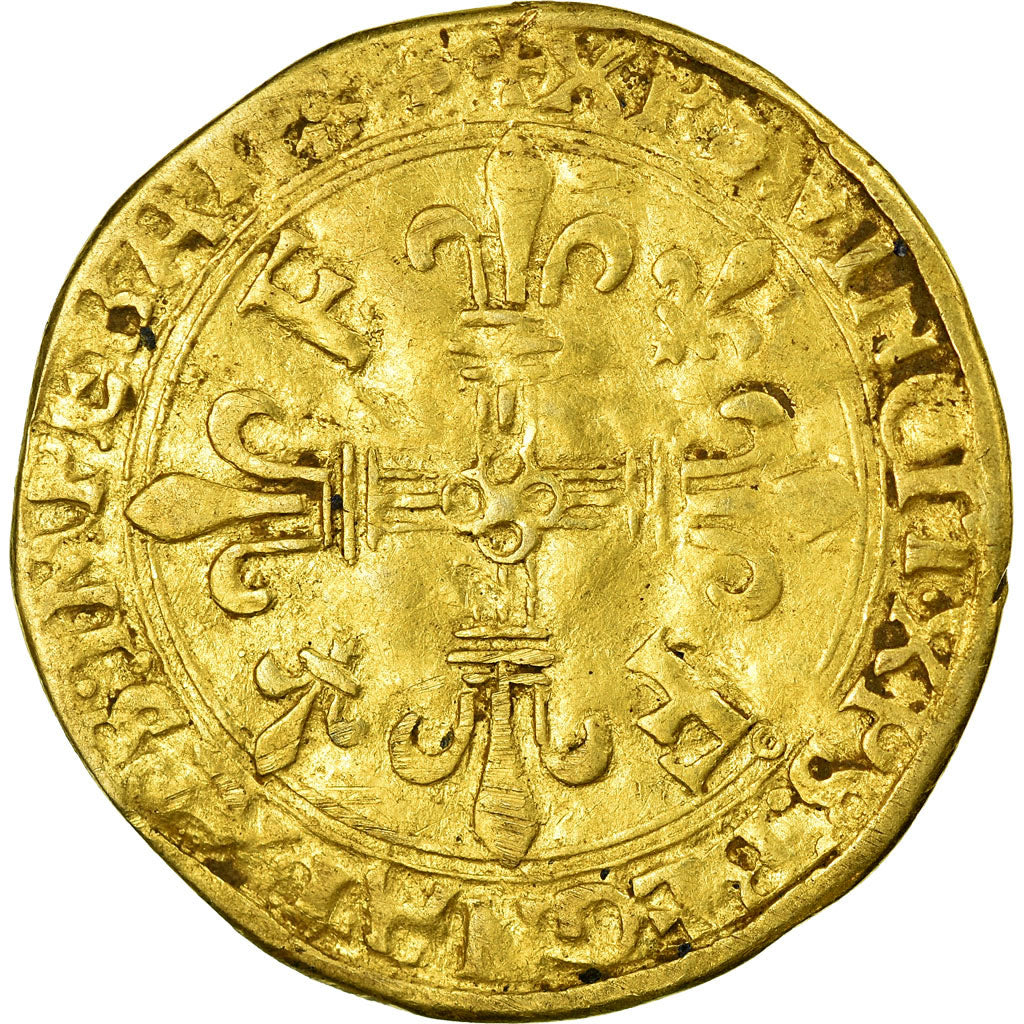 Coin, France, François Ier, Écu d'or, Lyon, VF(30-35), Gold, Duplessy:775