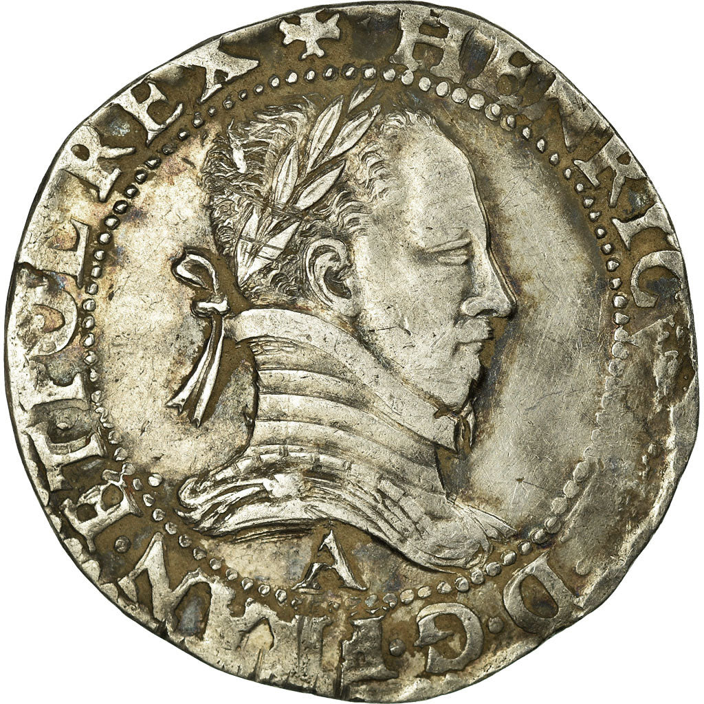 Munten, Frankrijk, Henri III, Franc au Col Plat, 1576, Paris, FR+, Zilver