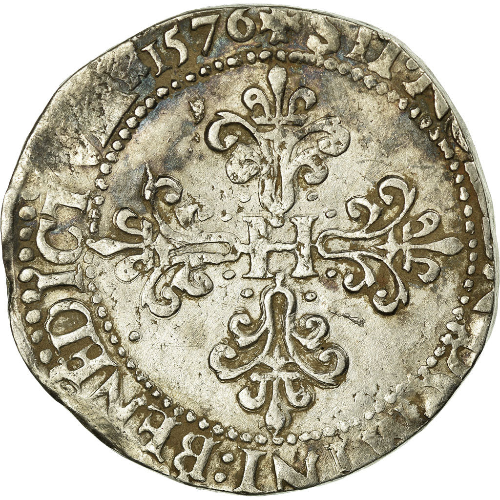 Munten, Frankrijk, Henri III, Franc au Col Plat, 1576, Paris, FR+, Zilver