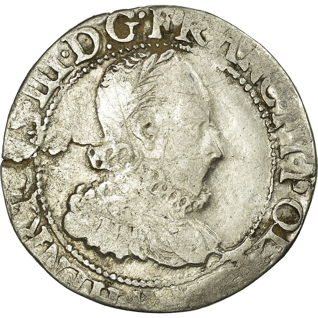 Moeda, França, Henri III, 1/4 franc au col fraisé, Uncertain date and Mint