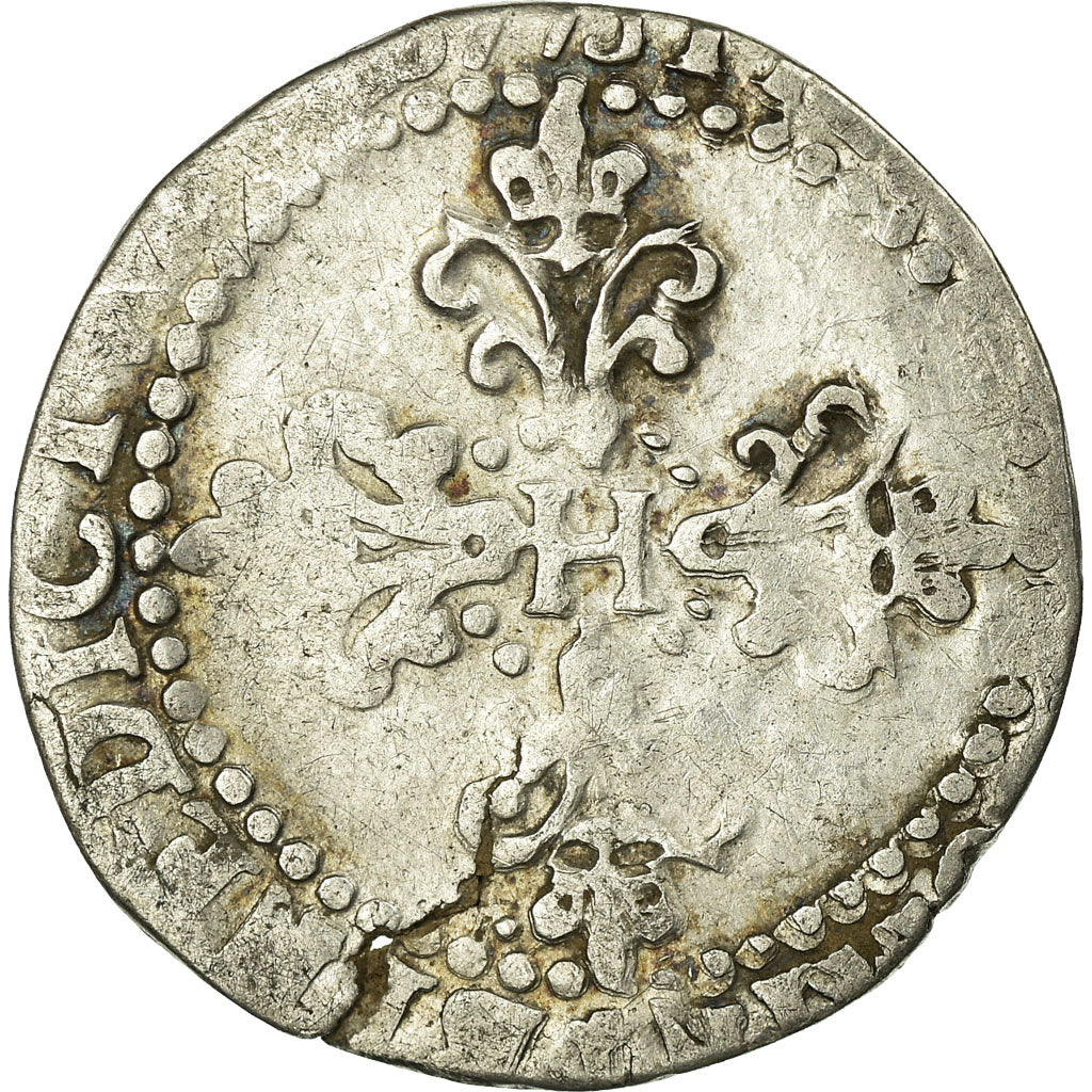 Moeda, França, Henri III, 1/4 franc au col fraisé, Uncertain date and Mint