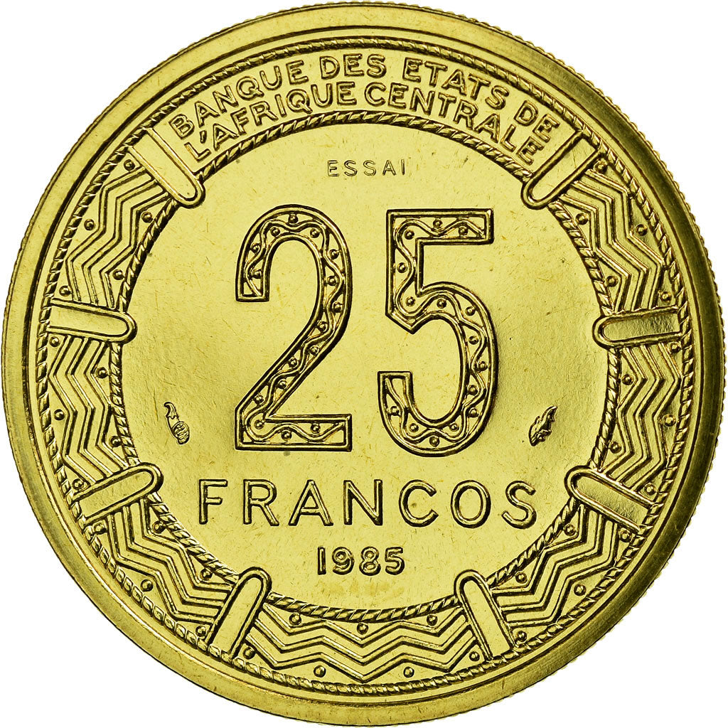 Coin, Equatorial Guinea, 25 Francos, 1985, Paris, ESSAI, MS(65-70)