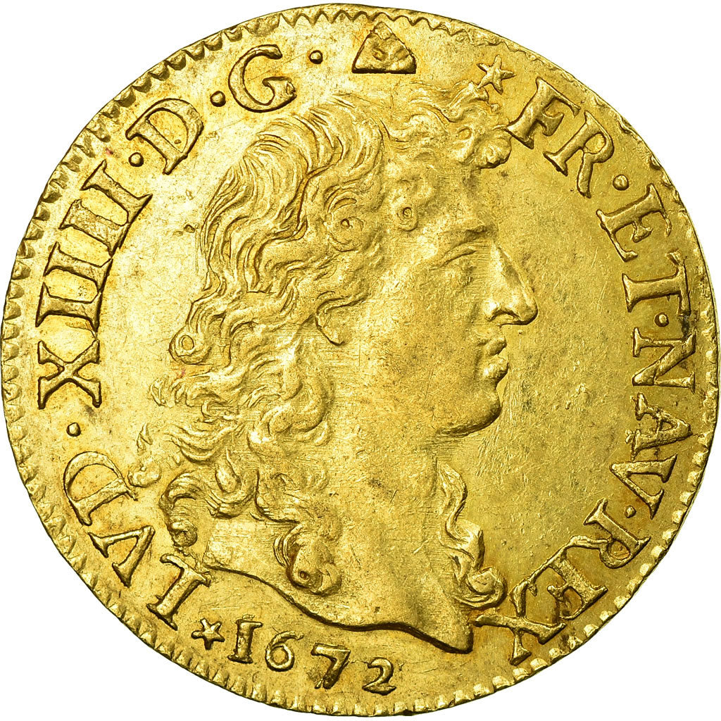 Coin, France, Louis XIV, Louis d'or à la tête nue, 1672, Lyon, KM 219.3