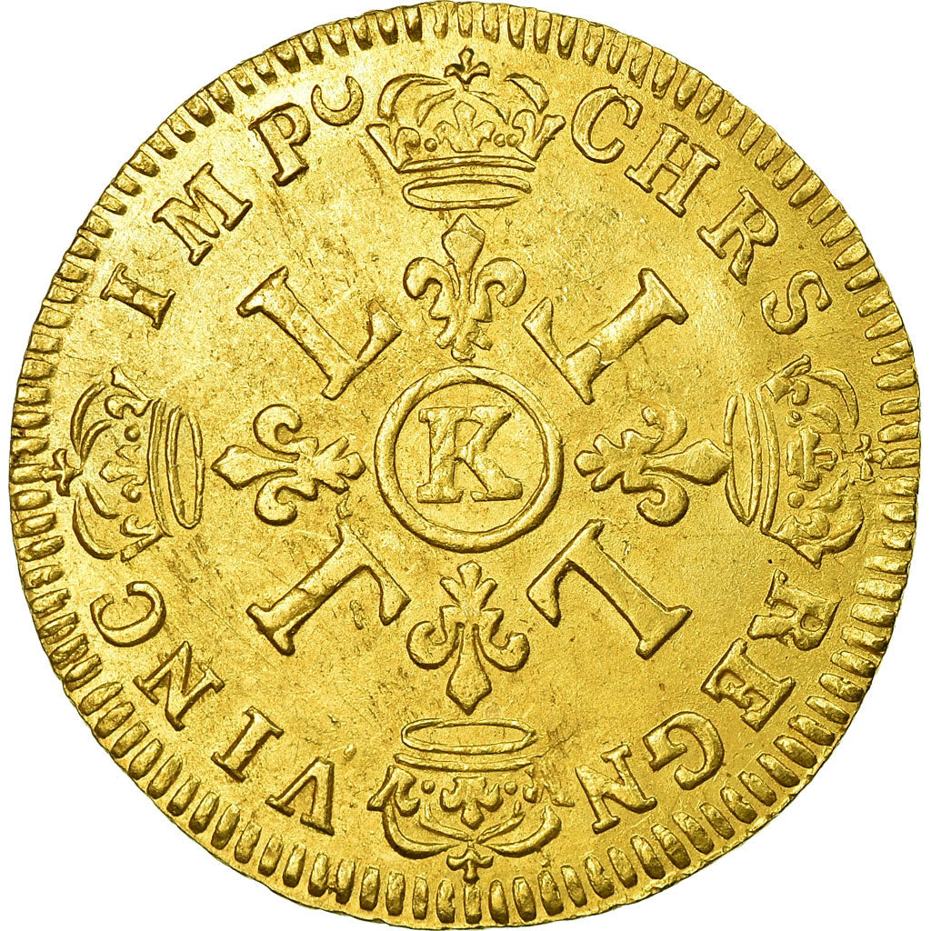 Moneta, Francja, Louis XIV, Louis d'or aux 4 L, 1693, Bordeaux, KM 302.11