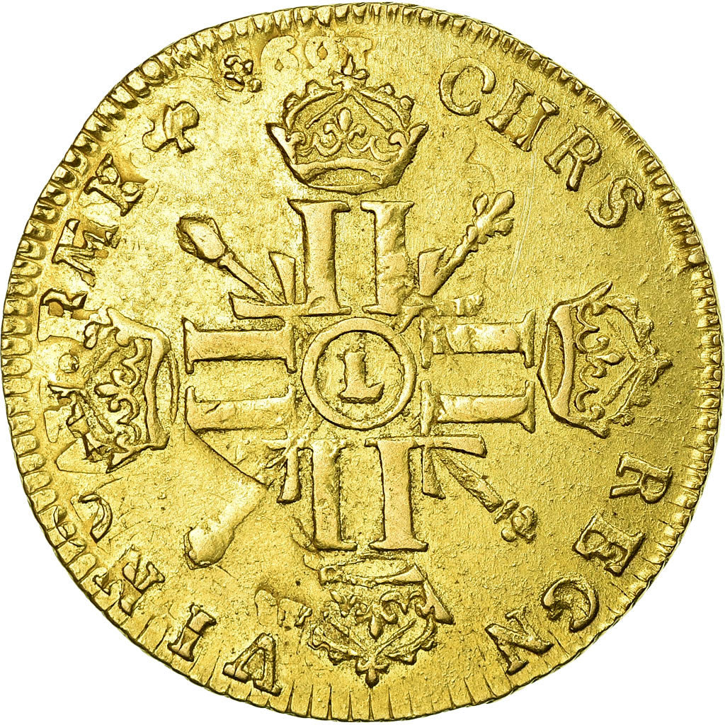 Münze, Frankreich, Louis XIV, Louis d'or aux 8 L et aux insignes, 1701 Bayonne