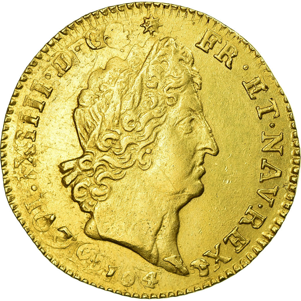 Munten, Frankrijk, Louis XIV, Louis d'or aux insignes, 1704, Lyon, KM 365.5