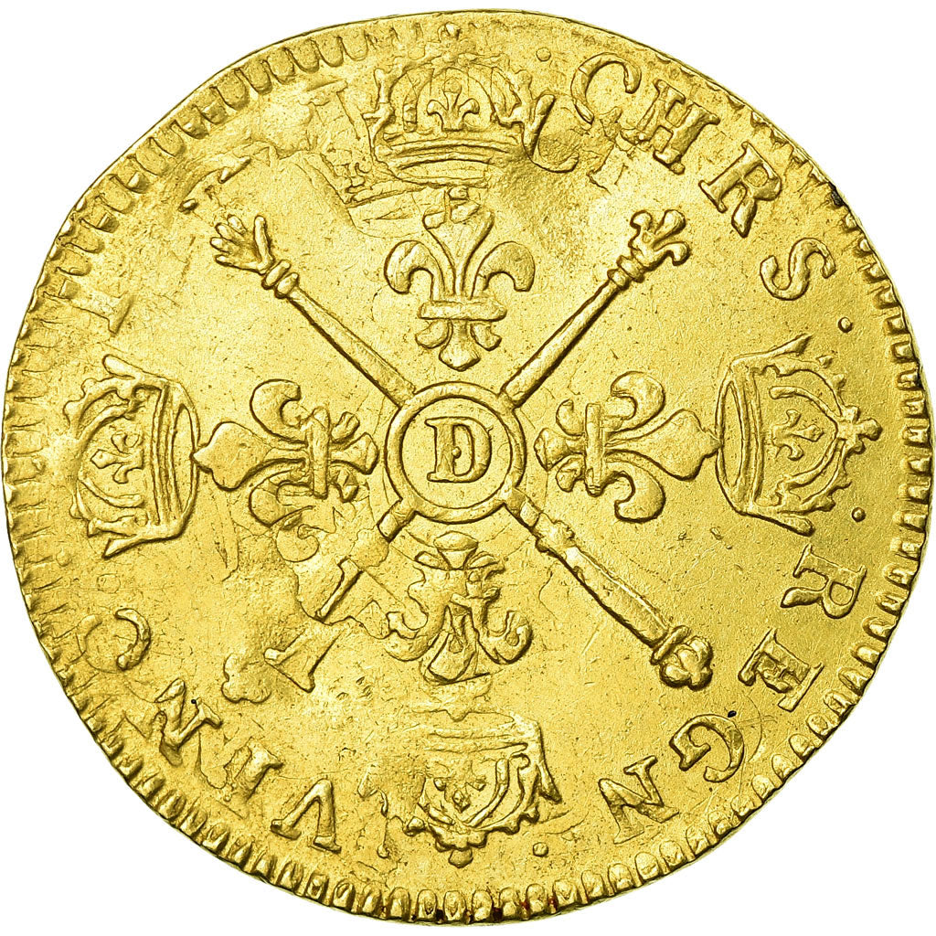 Munten, Frankrijk, Louis XIV, Louis d'or aux insignes, 1704, Lyon, KM 365.5