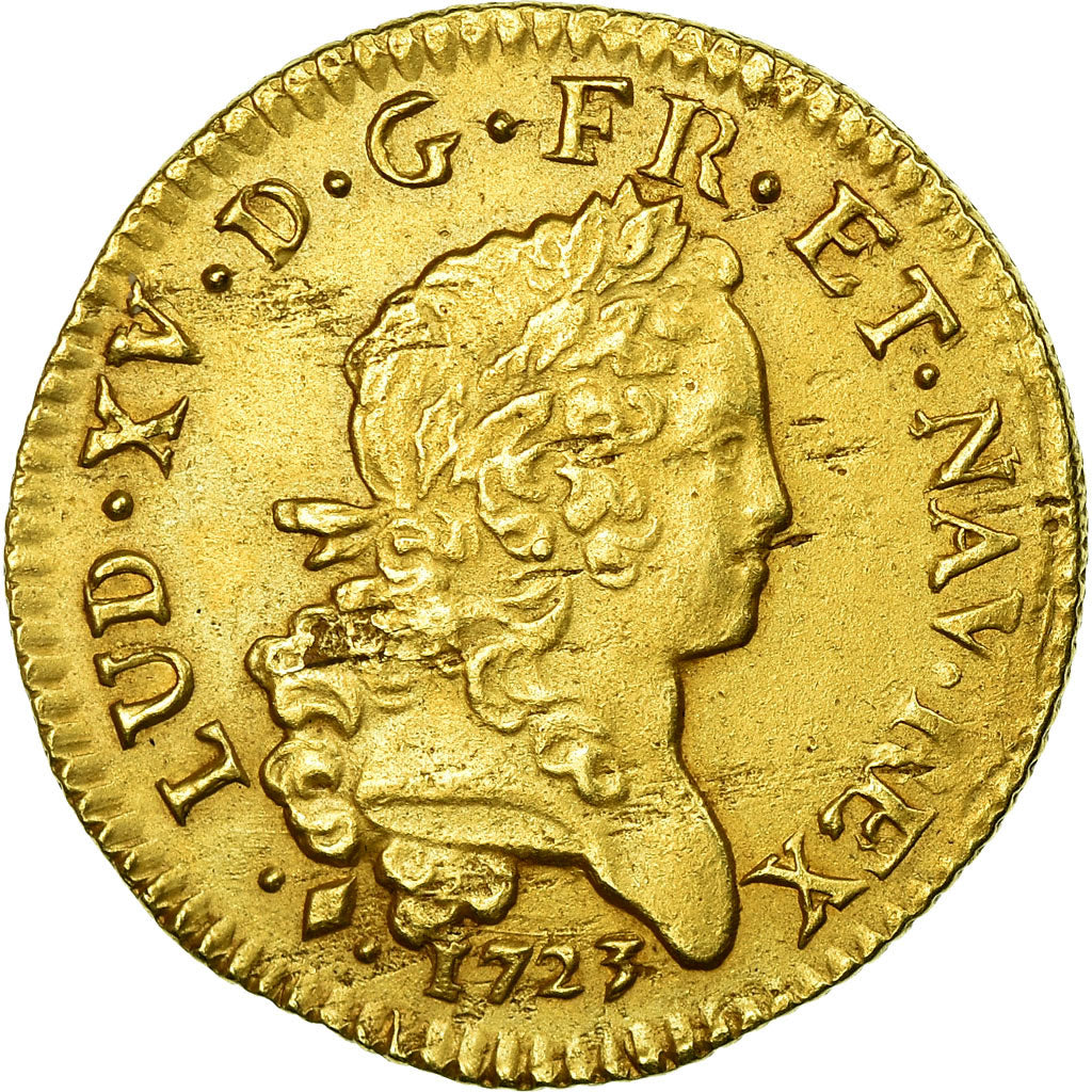 Moneta, Francia, Louis XV, Louis d'or Mirliton, palmes courtes, 1723 Bayonne