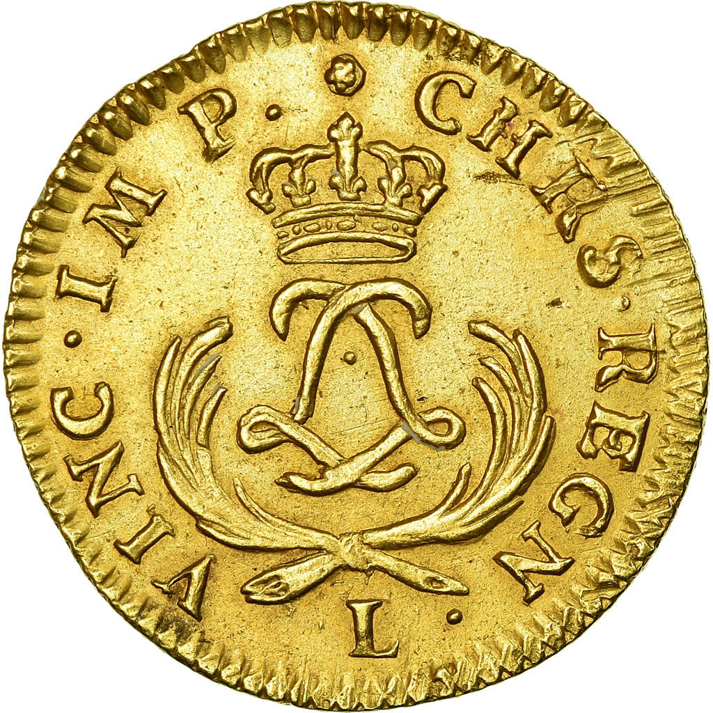 Moneta, Francia, Louis XV, Louis d'or Mirliton, palmes courtes, 1723 Bayonne