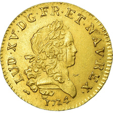 Monnaie, France, Louis XV, Louis d'or Mirliton, grandes palmes, 1724 La Rochelle