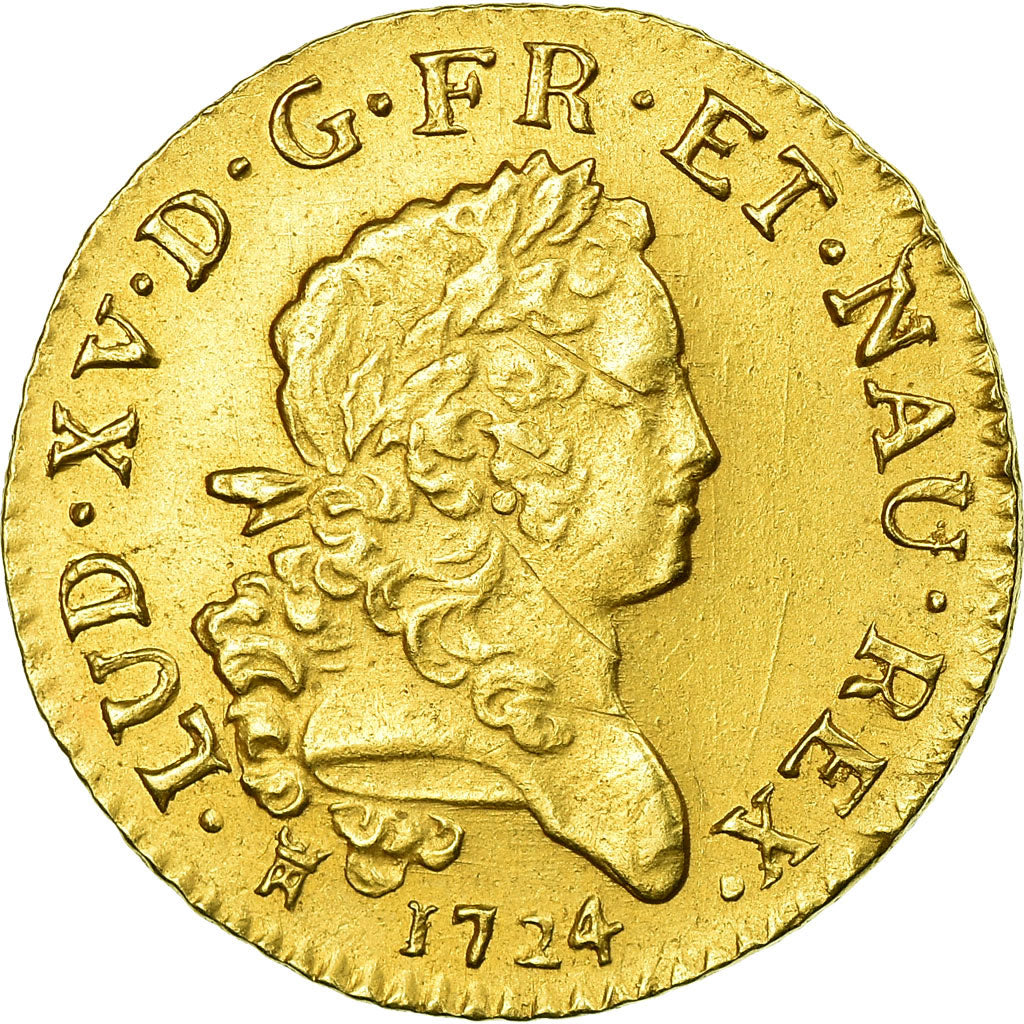Moneta, Francja, Louis XV, Louis d'or Mirliton, grandes palmes, 1724 Toulouse