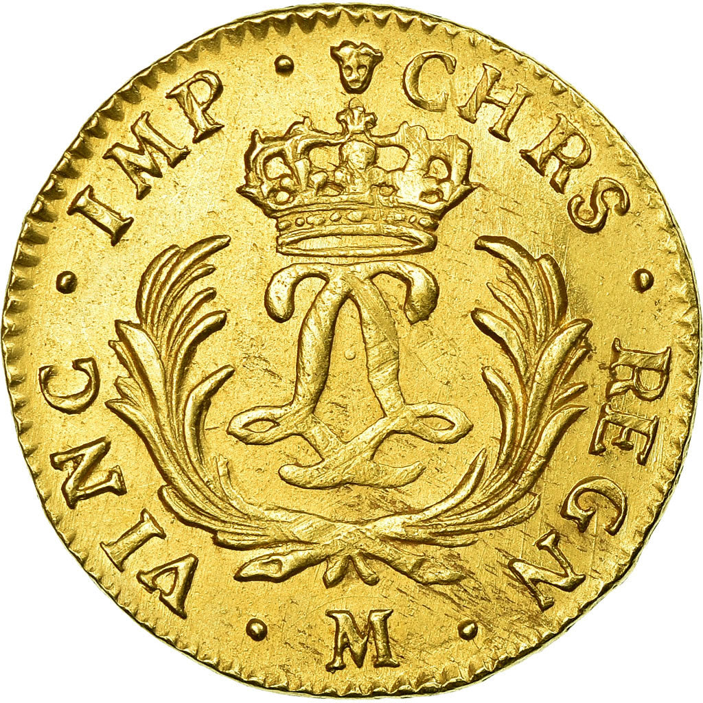 Moneta, Francja, Louis XV, Louis d'or Mirliton, grandes palmes, 1724 Toulouse