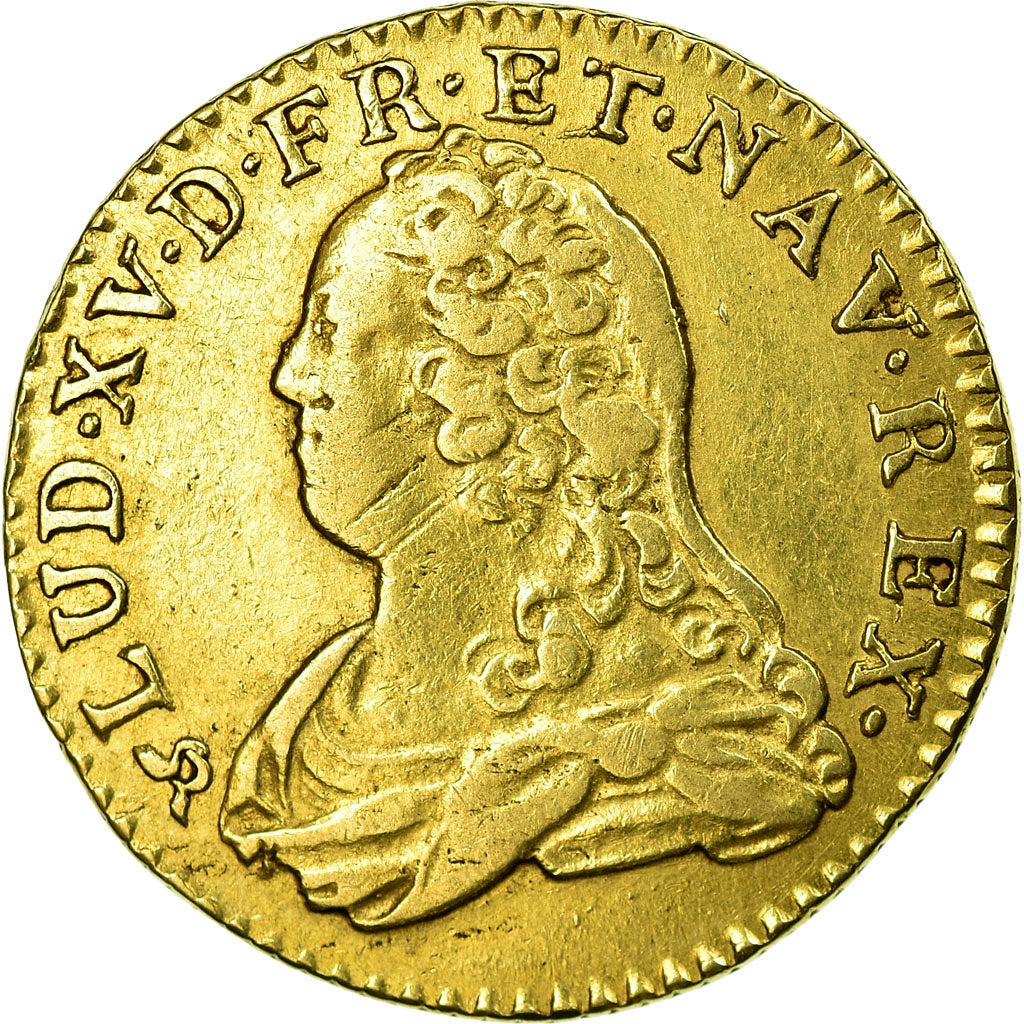 Moeda, França, Louis XV, Louis d'or aux lunettes, Louis d'Or, 1731, Rouen