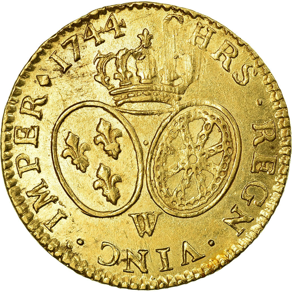 Monnaie, France, Louis XV, Louis d'or au bandeau, 1744, Lille, TTB+, Gadoury 341