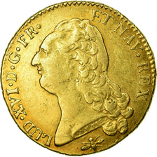 Moeda, França, Louis XVI, Double louis d'or à la tête nue, 1786 Lyon