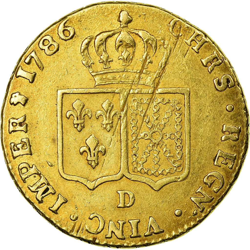 Coin, France, Louis XVI, Double louis d'or à la tête nue, 1786 Lyon, KM 592.5